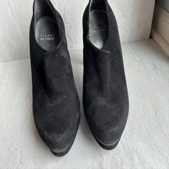 ** STUART WEITZMAN BLACK SUEDE BOOTIE Platform SLIM HEEL size 8.5 - Picture 2 of 10